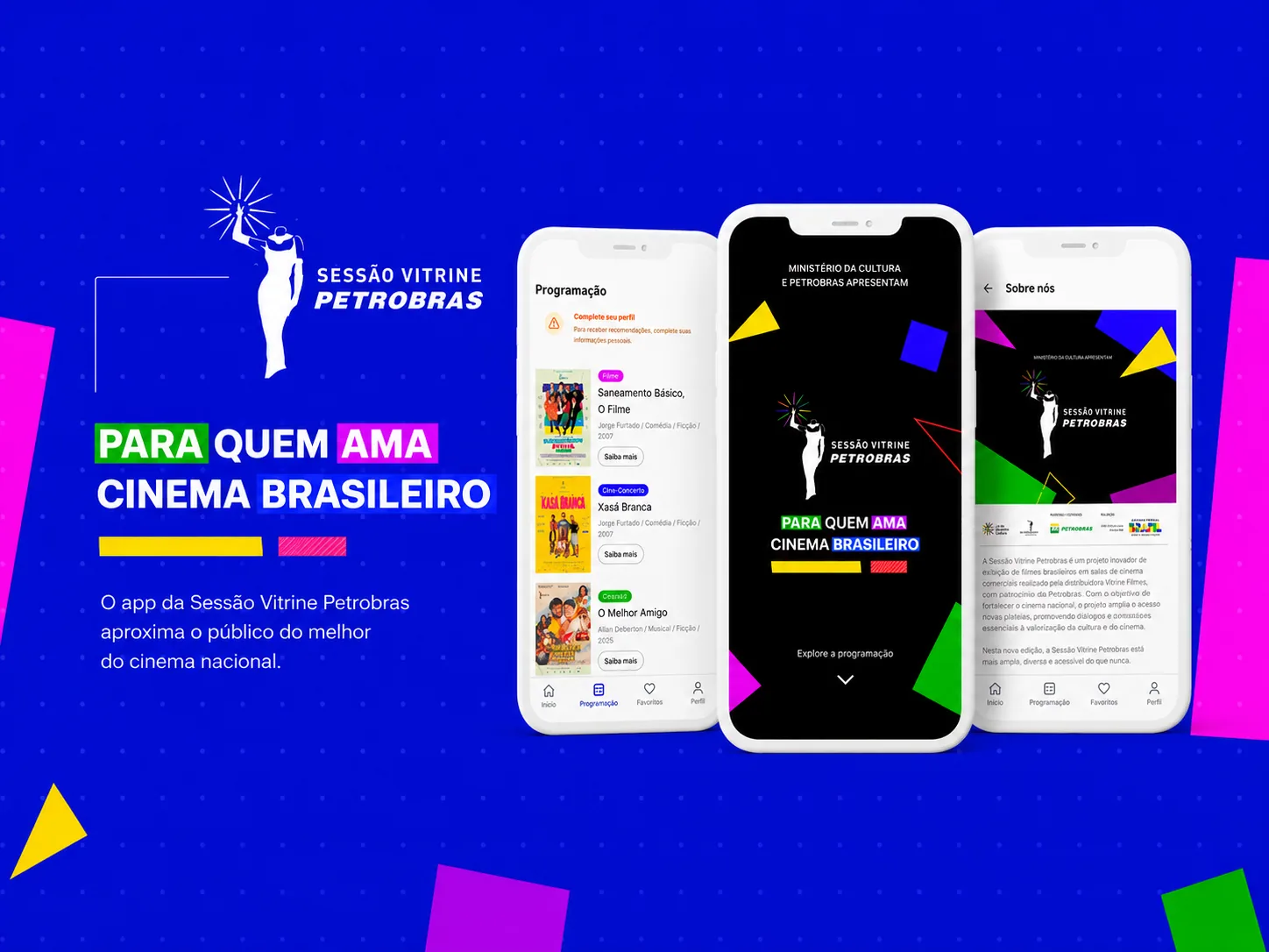 App Sessão Vitrine Petrobras exibido em telas de celular